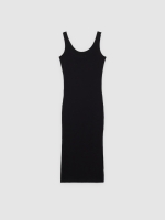 %Pto% Vestido midi ajustado negro vista frontal