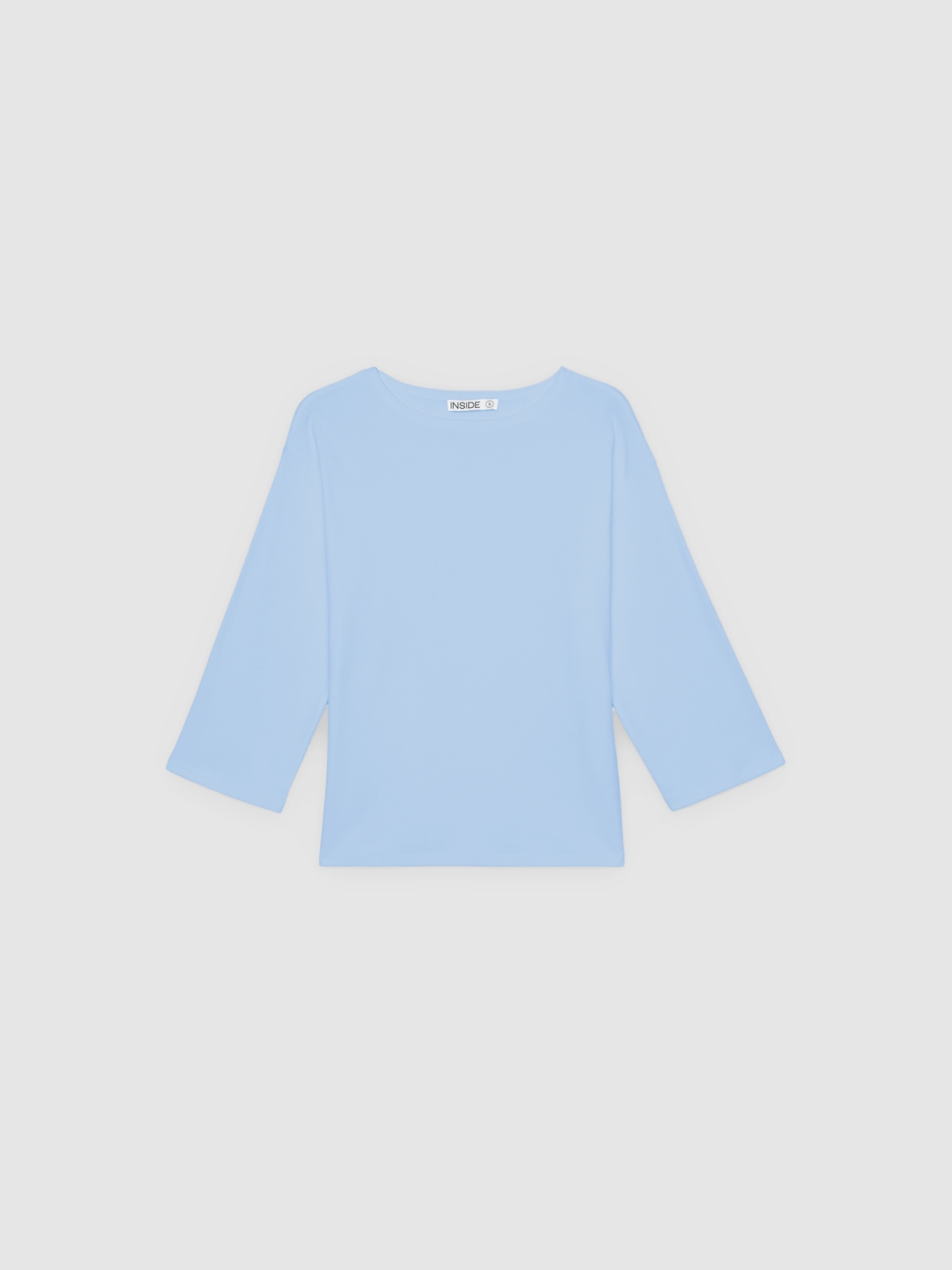 %Pto% Cotton boat neck t-shirt sky blue front view