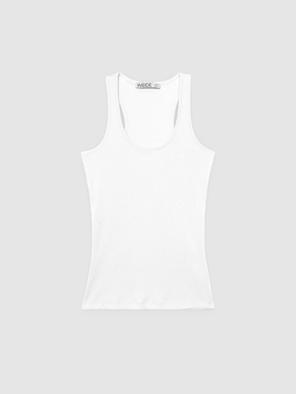  Camiseta básica de tirantes algodón blanco vista frontal