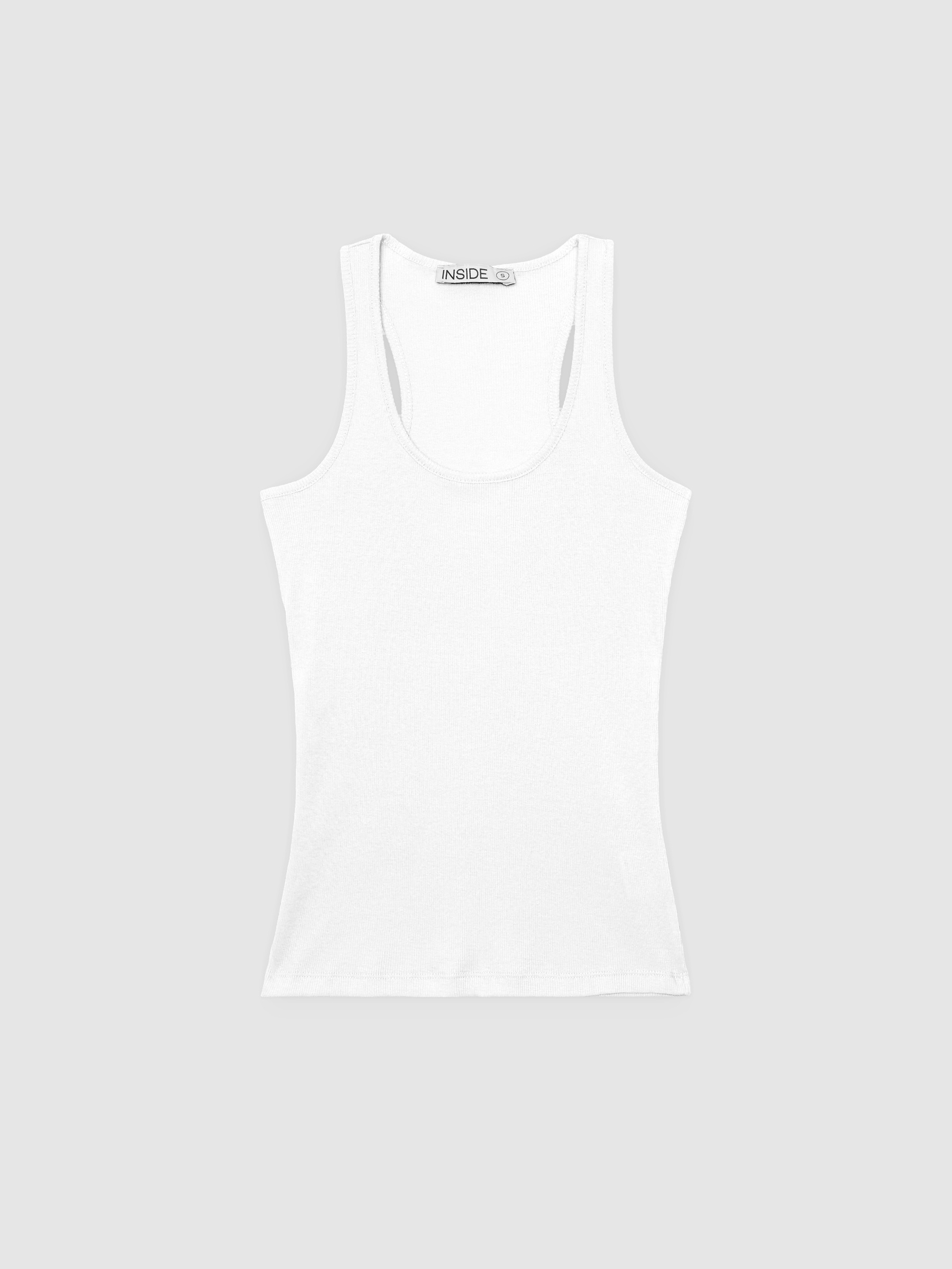 Camiseta básica de tirantes algodón blanco vista media frontal