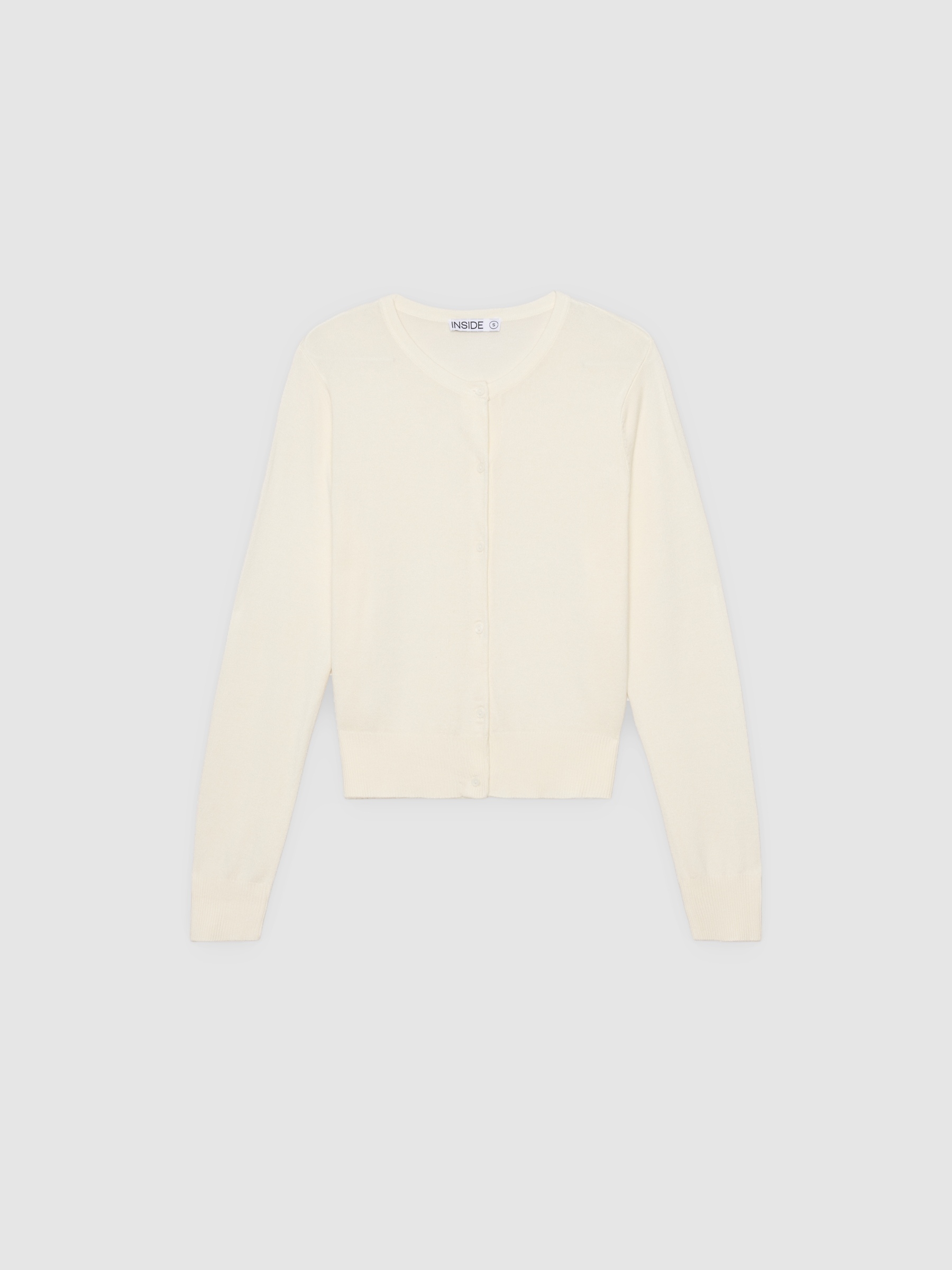 Cardigã casual tricô off white vista meia frontal