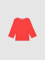 %Pto% Cotton boat neck t-shirt coral front view