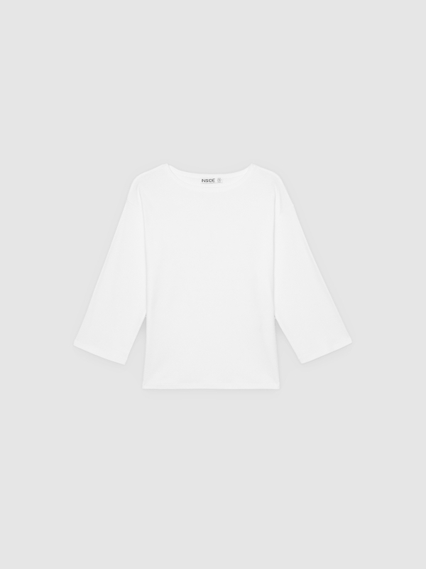  Camiseta algodón cuello barco blanco vista frontal