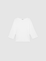 %Pto% Cotton boat neck t-shirt white front view
