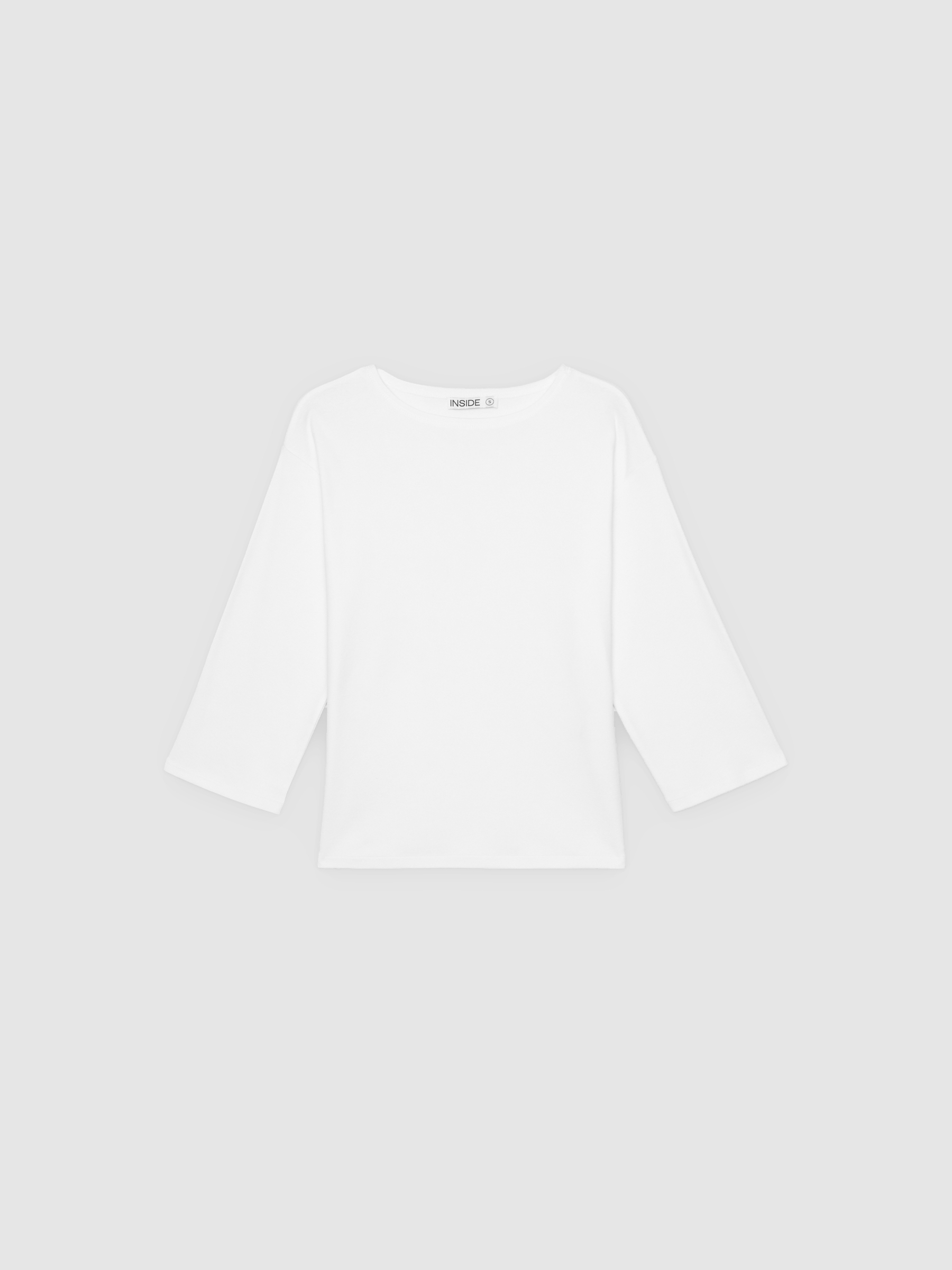 Camiseta algodón cuello barco blanco vista media frontal