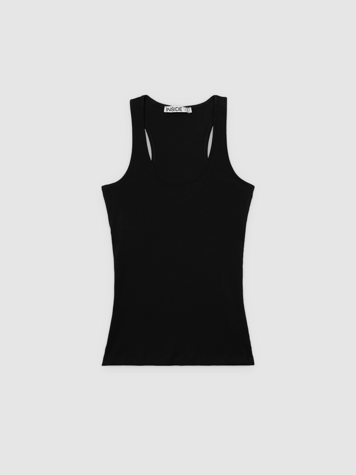 %Pto% Camiseta básica de tirantes algodón negro vista frontal