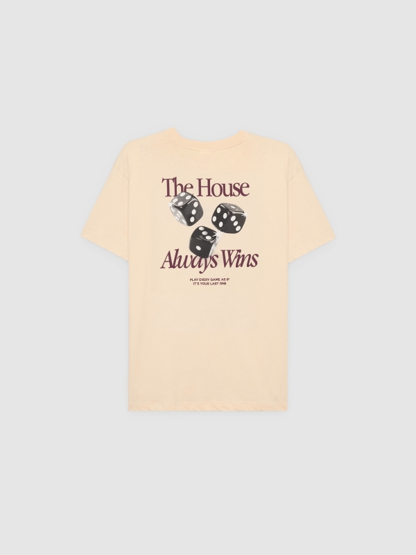 Camiseta mensaje algodón blanco roto vista trasera