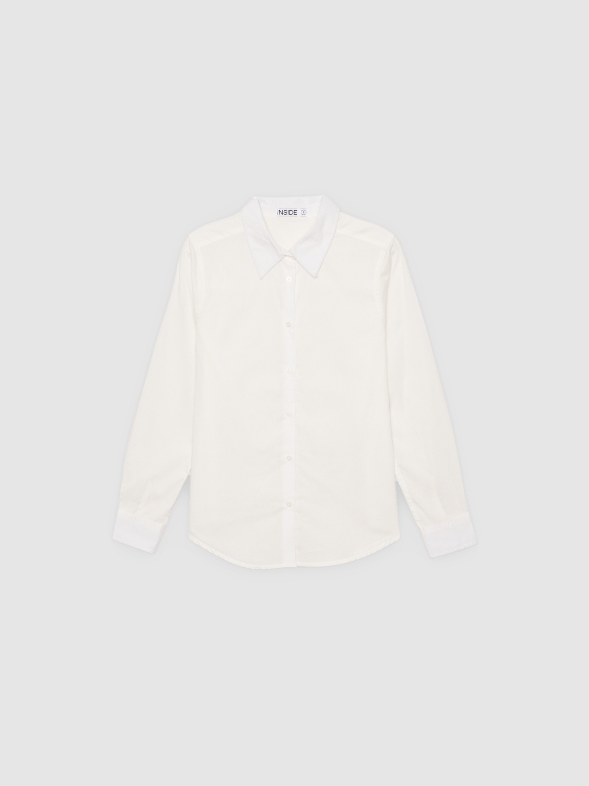 %Pto% Camisa popelina manga longa branco vista frontal