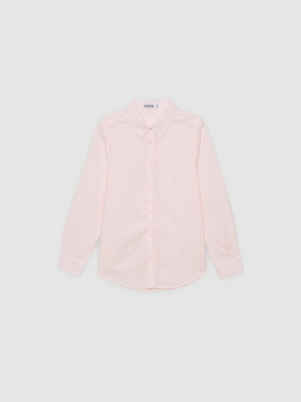  Camisa popelín rayas manga larga rosa claro vista frontal