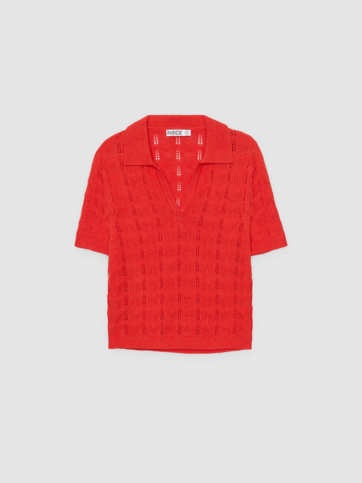 %Pto% Jersey gola polo tranças coral vista frontal