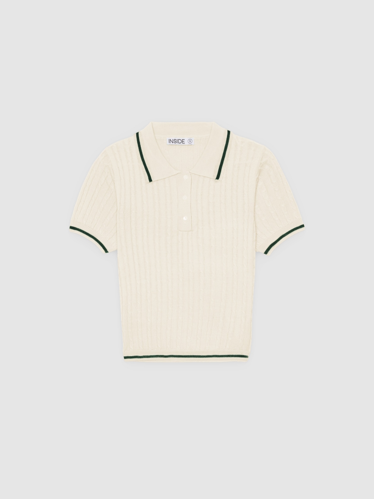 %Pto% Jersey polo tricotosa slim blanco roto vista frontal
