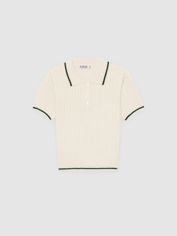  Jersey polo tricotosa slim blanco roto vista frontal
