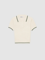 %Pto% Jersey polo tricotosa slim blanco roto vista frontal