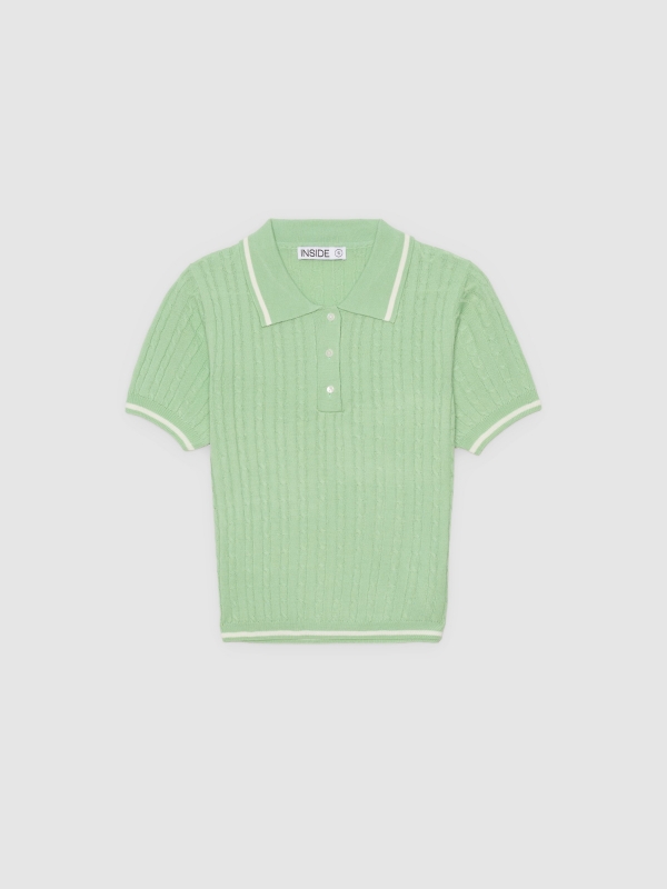  Jersey polo tricotosa slim verde claro vista frontal