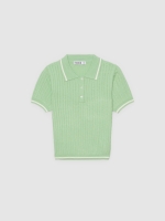 %Pto% Jersey polo tricô slim verde claro vista frontal
