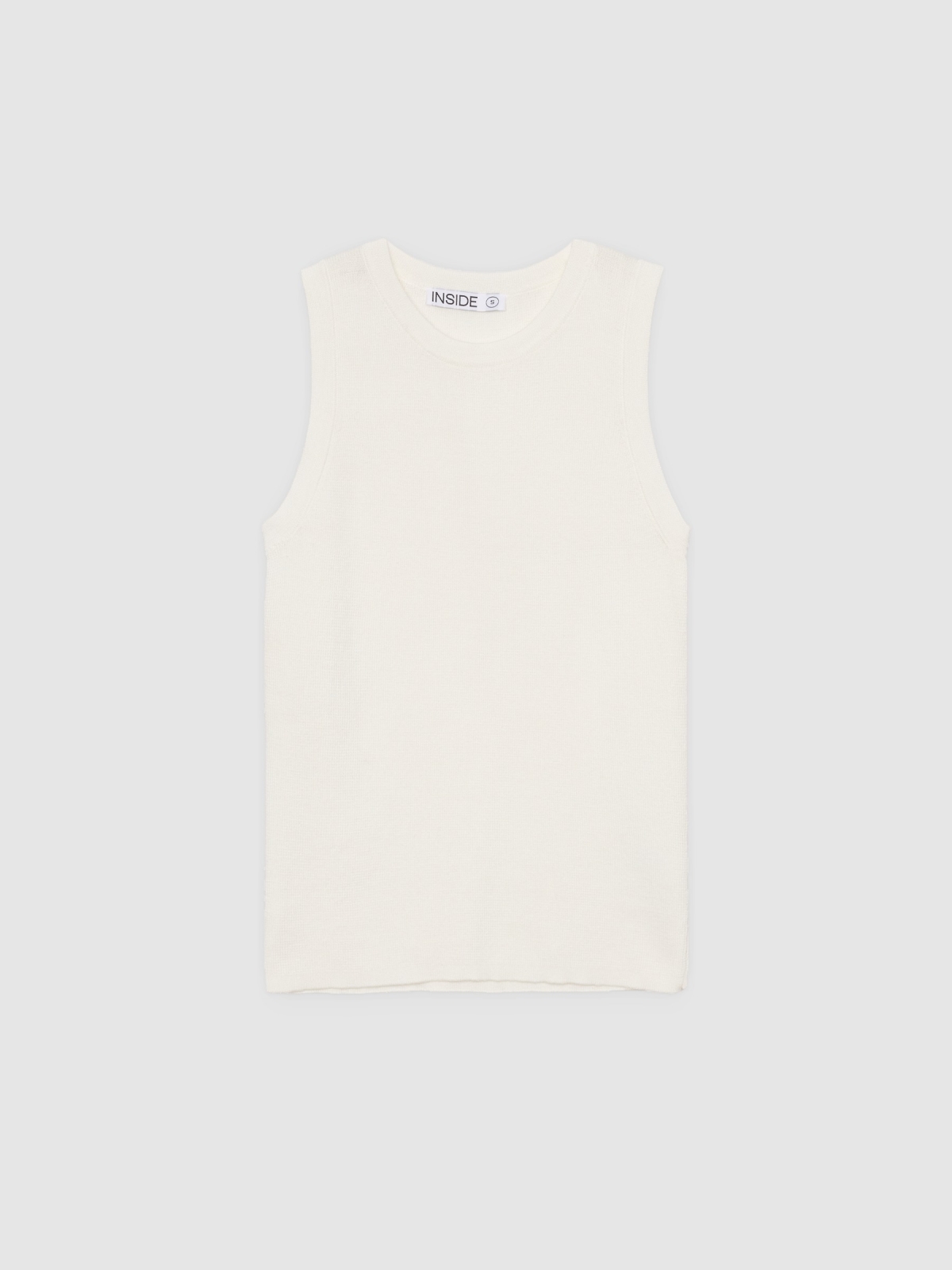 %Pto% Basic sleeveless knitted jersey off white front view