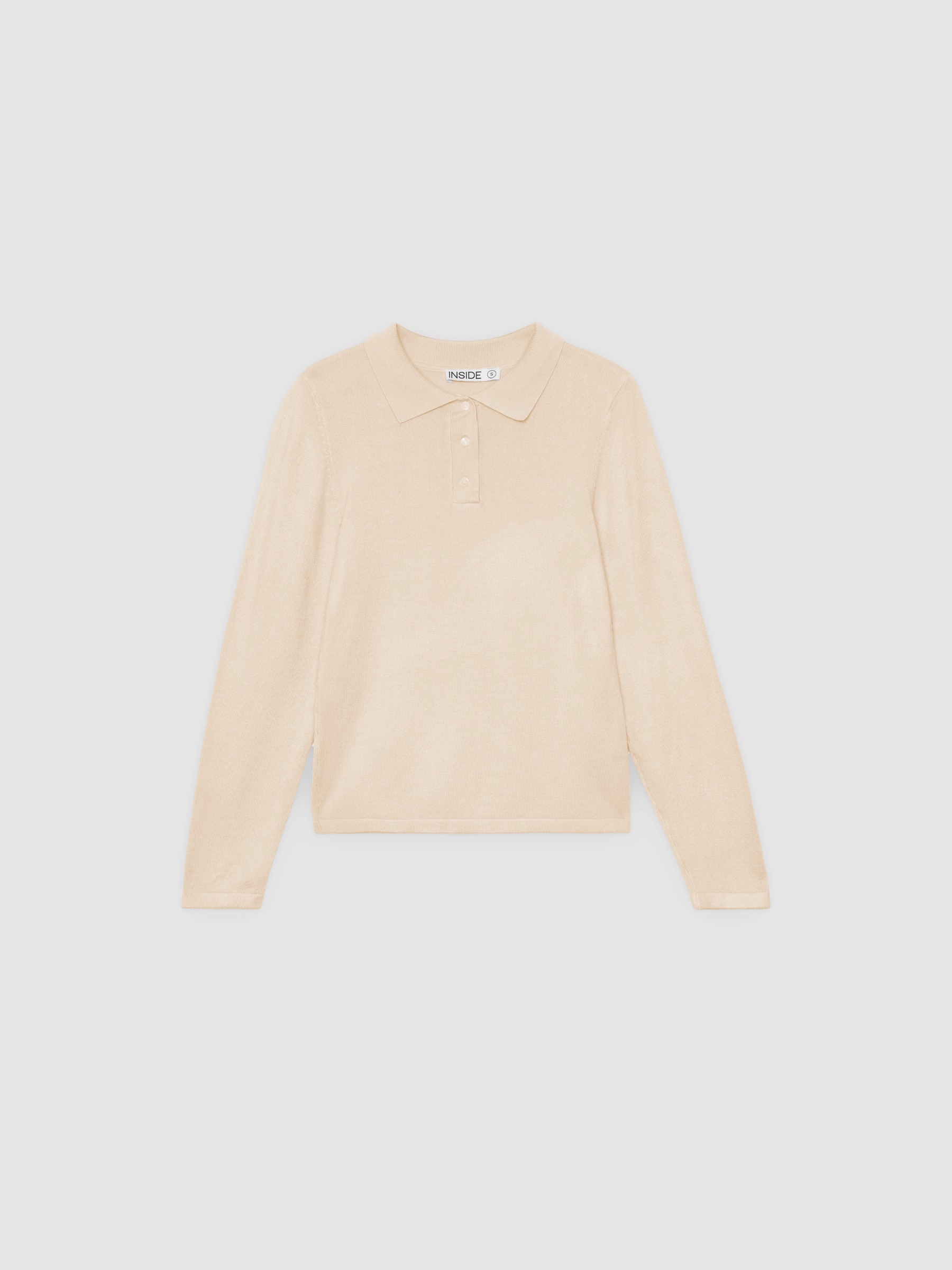 Slim knit polo off white middle front view
