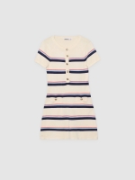 %Pto% Vestido mini rayas punto blanco roto vista frontal