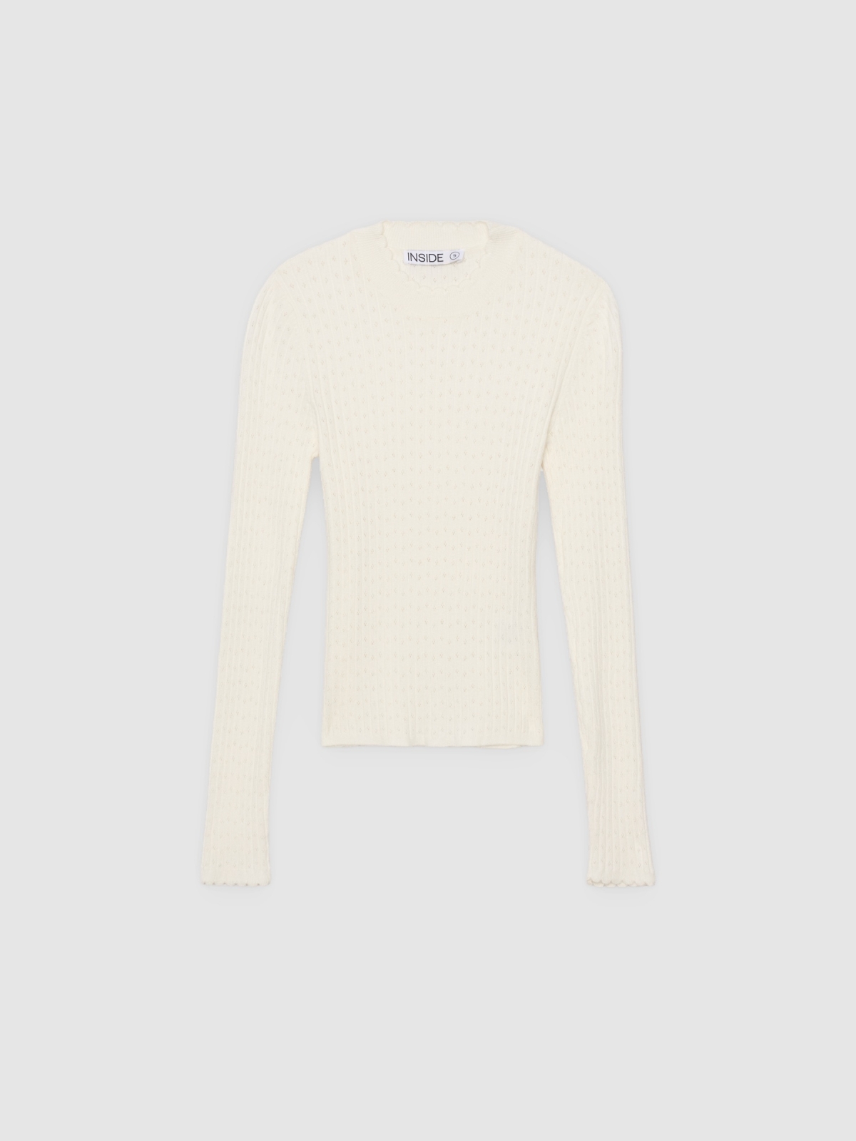 %Pto% Jersey punto calado blanco roto vista frontal