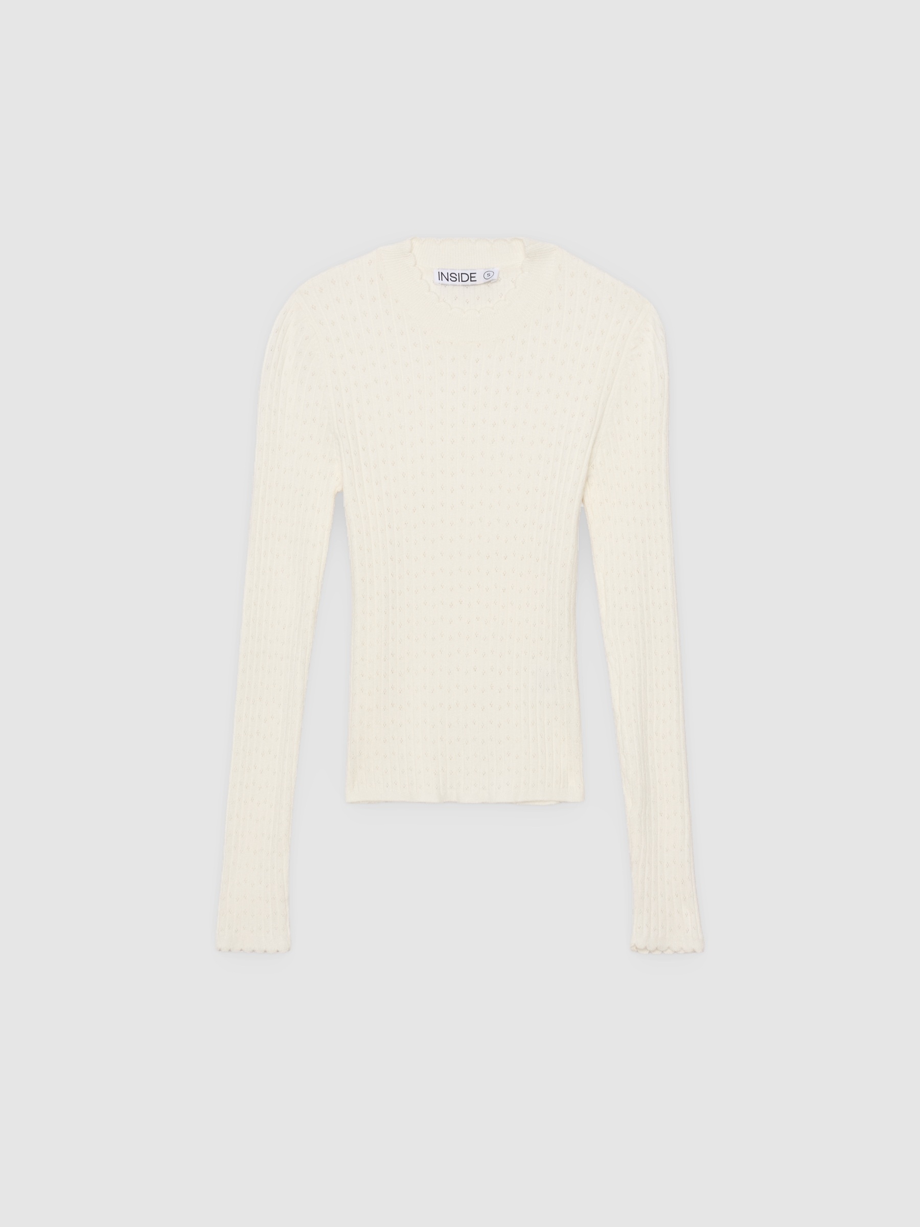 Openwork knit sweater off white middle front view