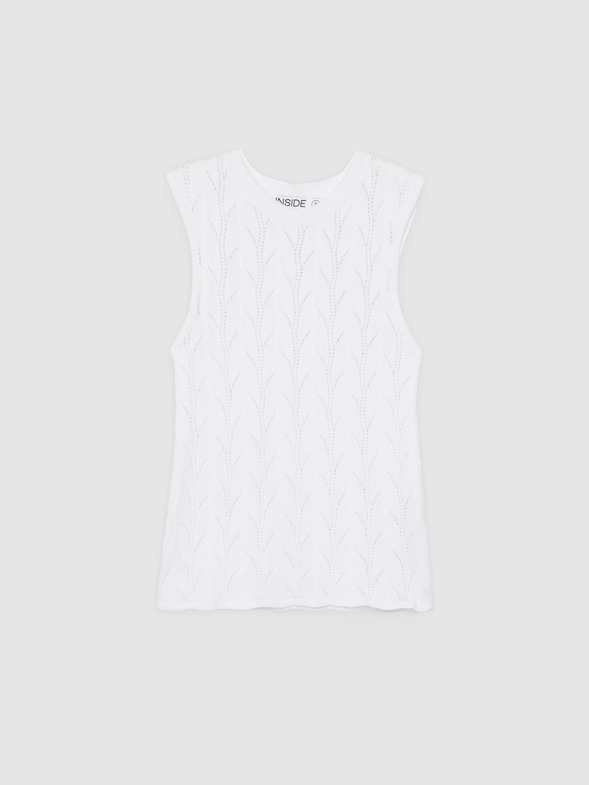 %Pto% Sleeveless knit top with openwork white front view