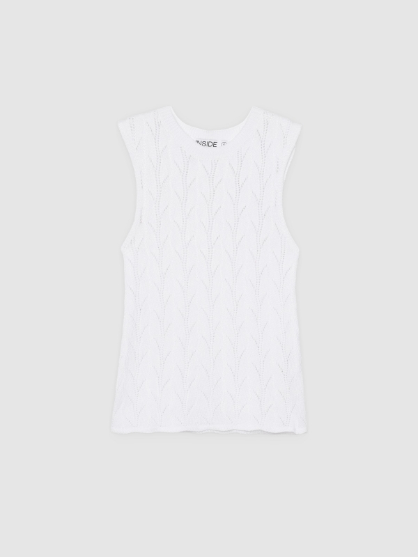 %Pto% Top calado tricot sin mangas blanco vista frontal