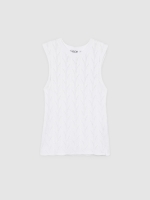 %Pto% Top calado tricot sin mangas blanco vista frontal
