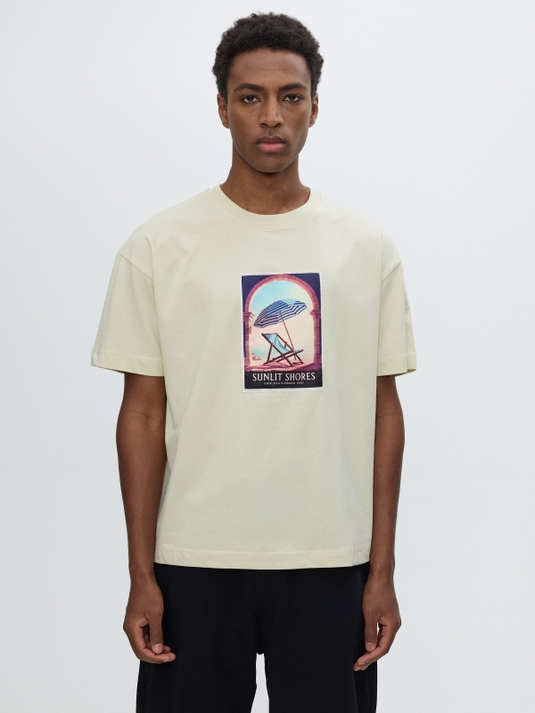 Sunlit shores T-shirt light green middle front view