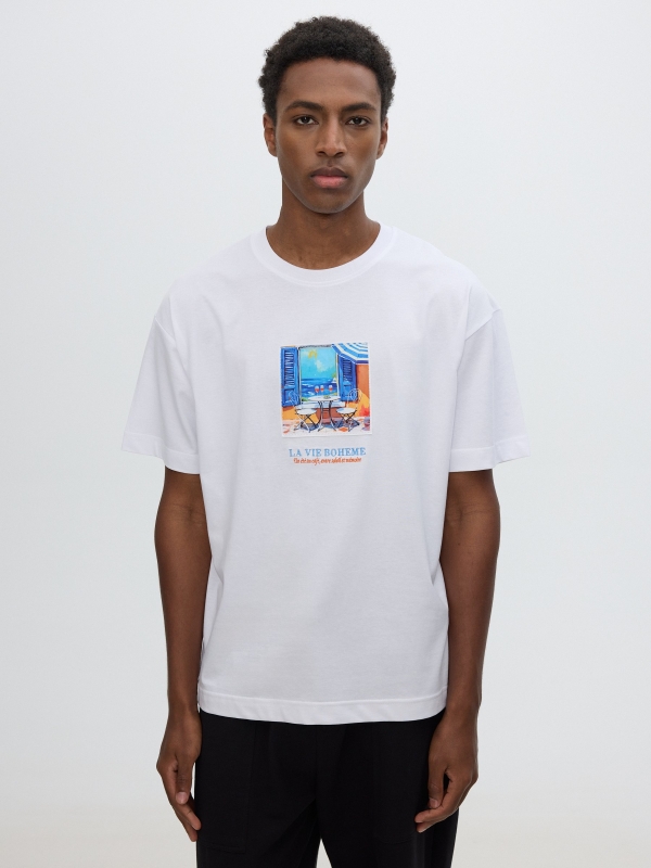 Camiseta la vie boheme blanco vista media frontal