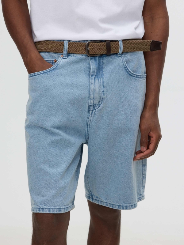 Bermuda denim regular azul vista general frontal