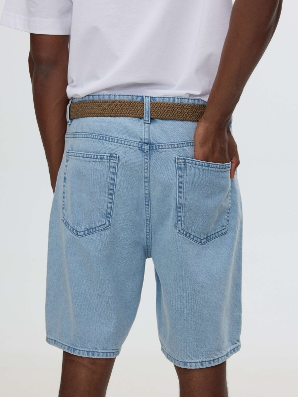 Regular denim bermuda blue detail view