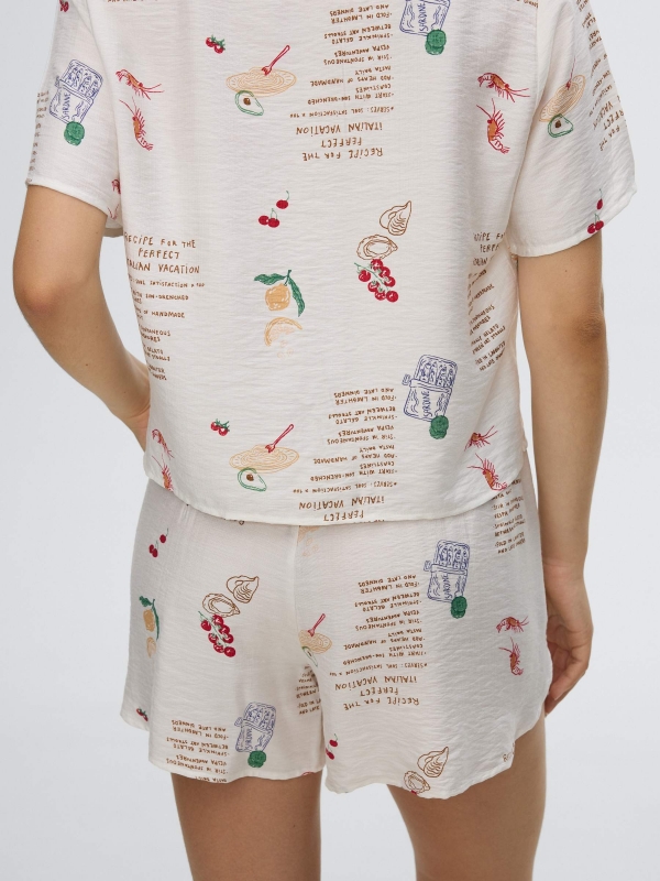 flowy printed Bermuda shorts white front view