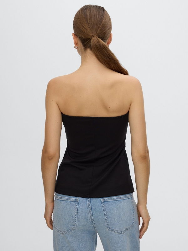 Top bandeau peplum negro vista media trasera