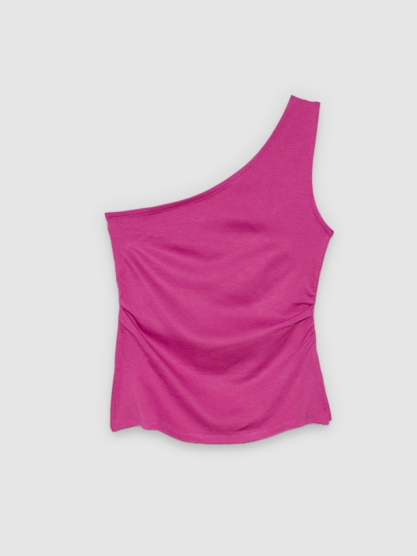  Top asimétrico drapeado slim fucsia vista frontal