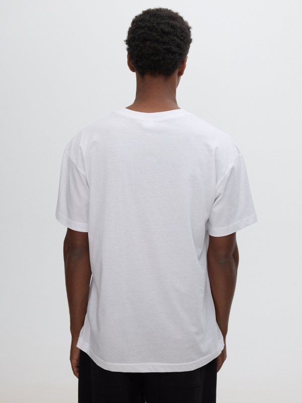 Abstract short-sleeve T-shirt white middle back view