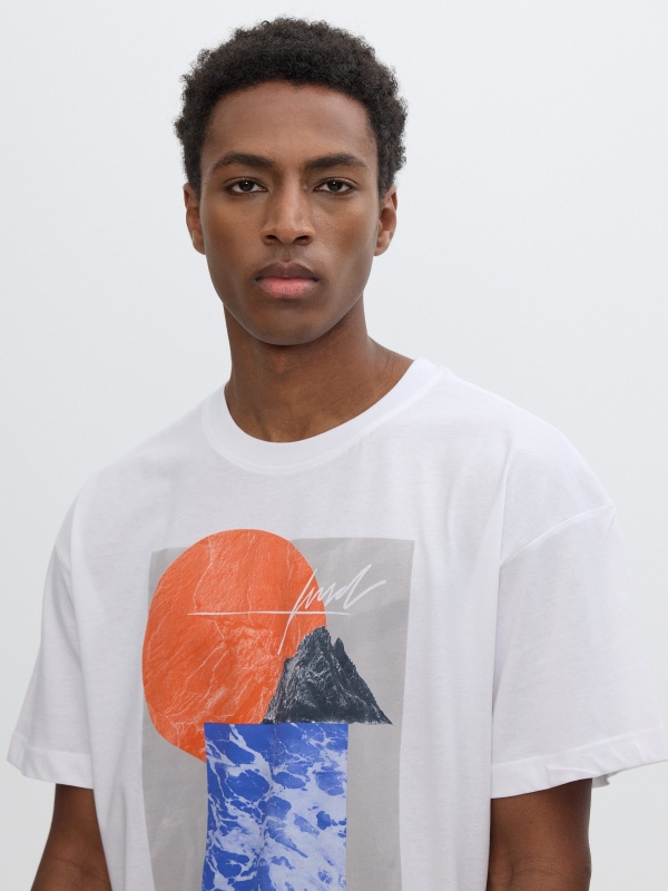 Abstract short-sleeve T-shirt white detail view
