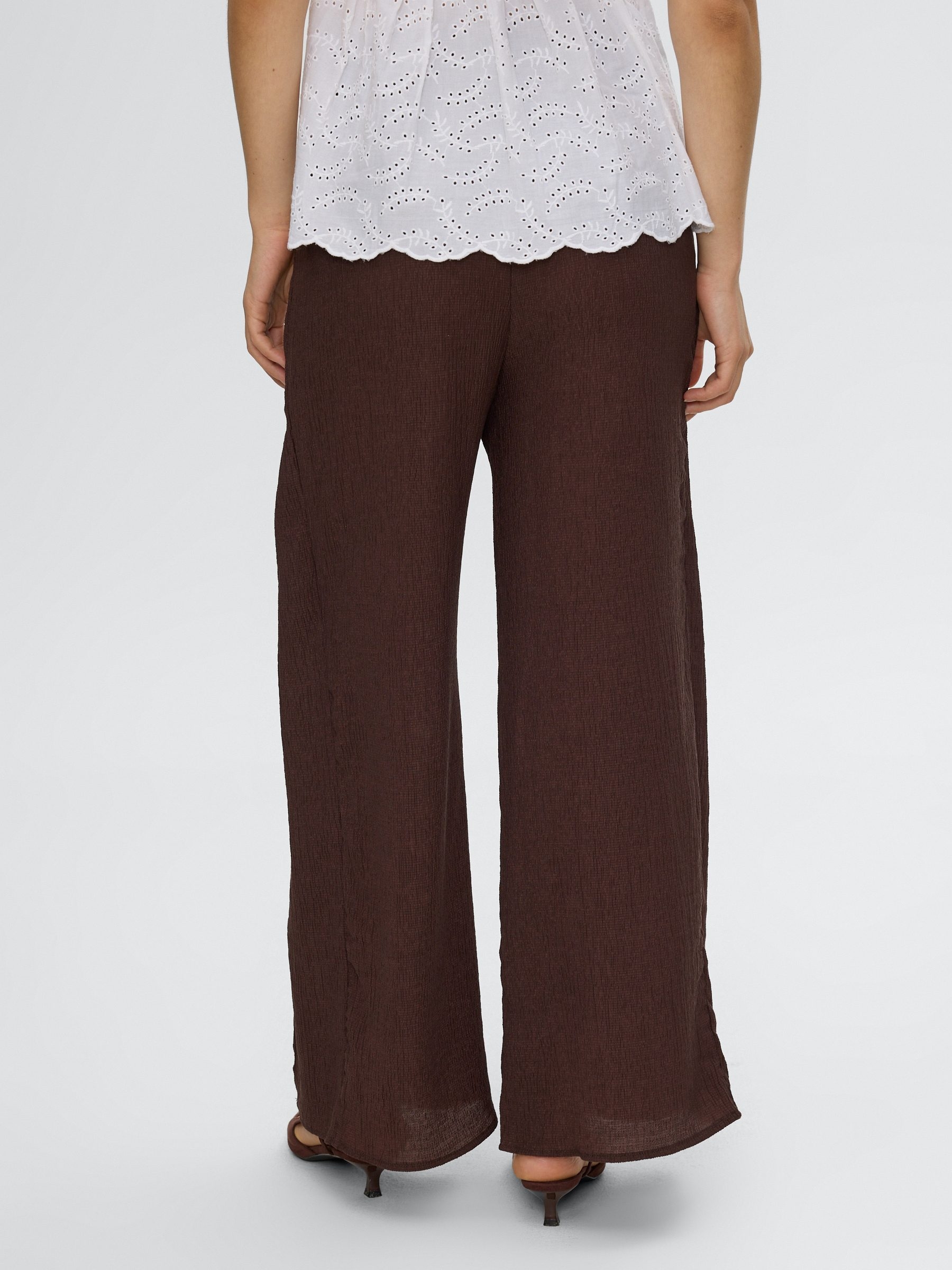 Fluid wide-leg pants with a bow brown front view