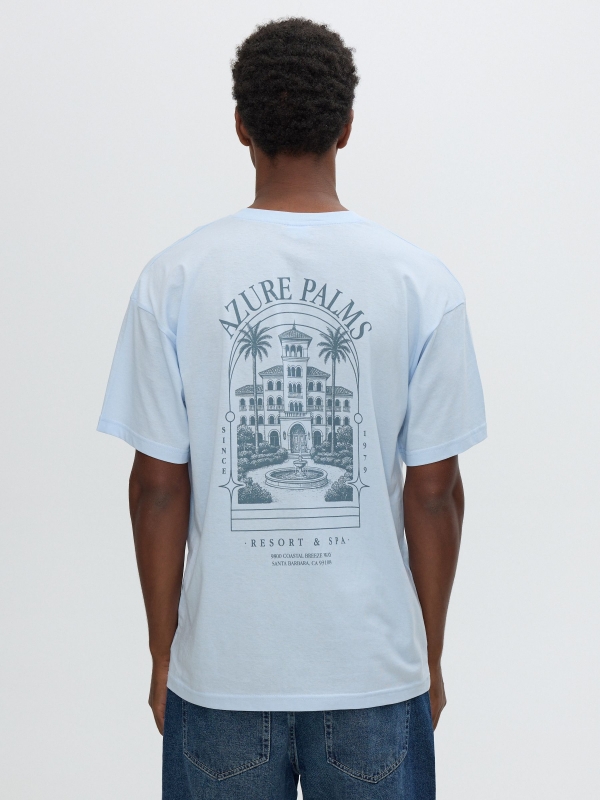 Camiseta Azure azul celeste vista media trasera