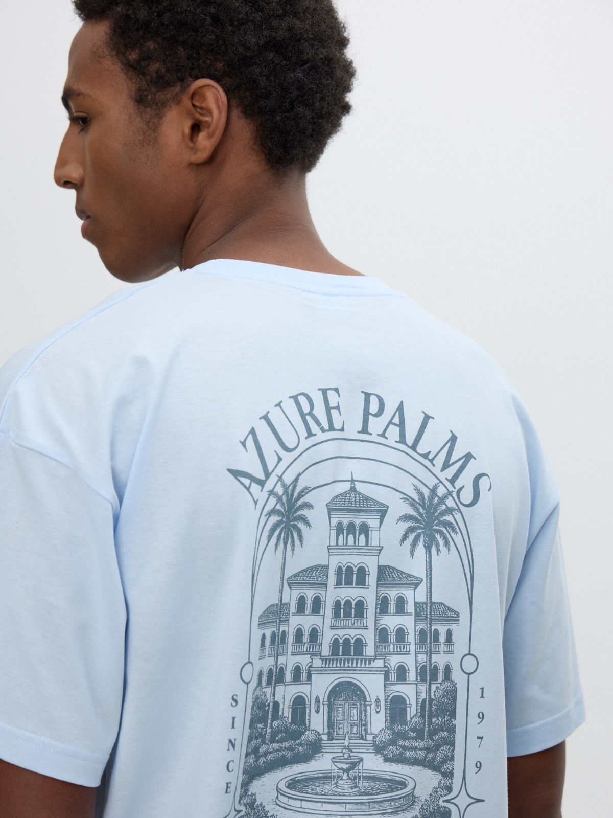 Azure T-shirt sky blue detail view