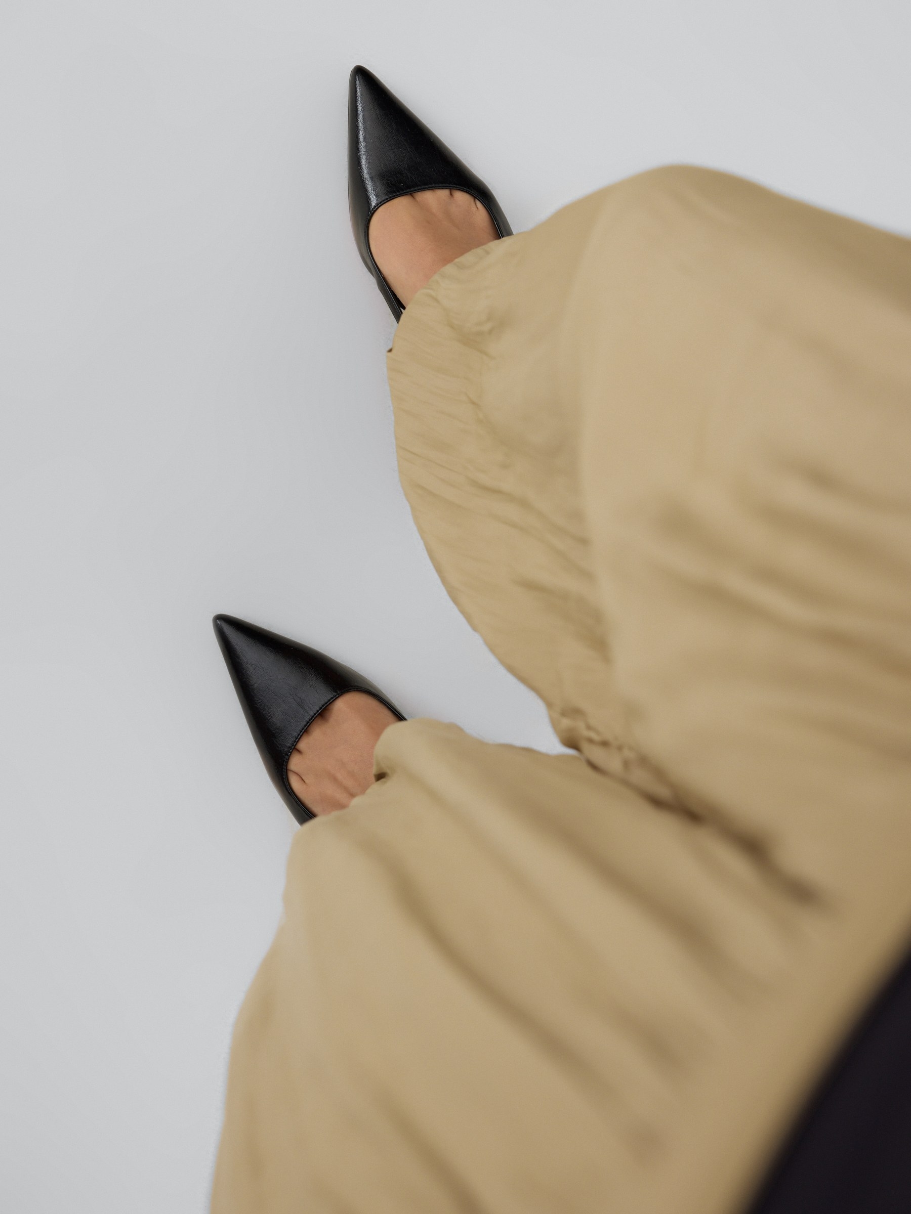 Satin harem pants sand front view