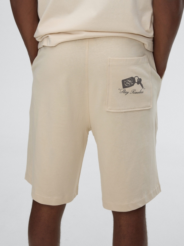 Fleece jogger shorts raw front view