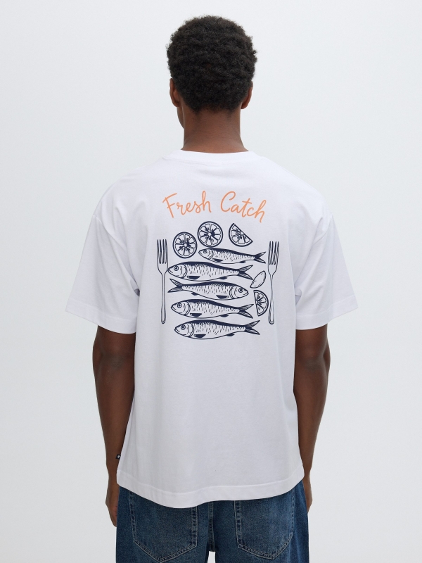Fresh Catch T-shirt white middle back view
