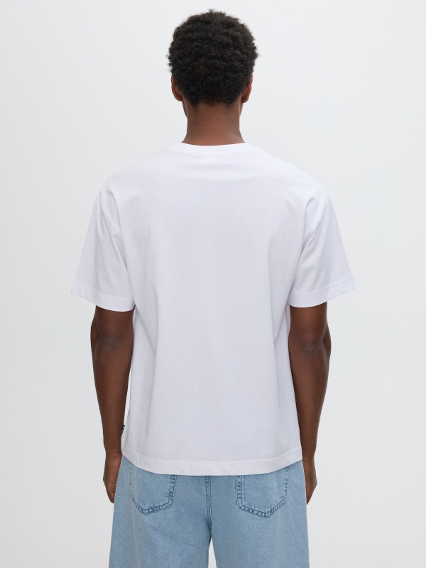 T-shirt with "life is live" print white middle back view