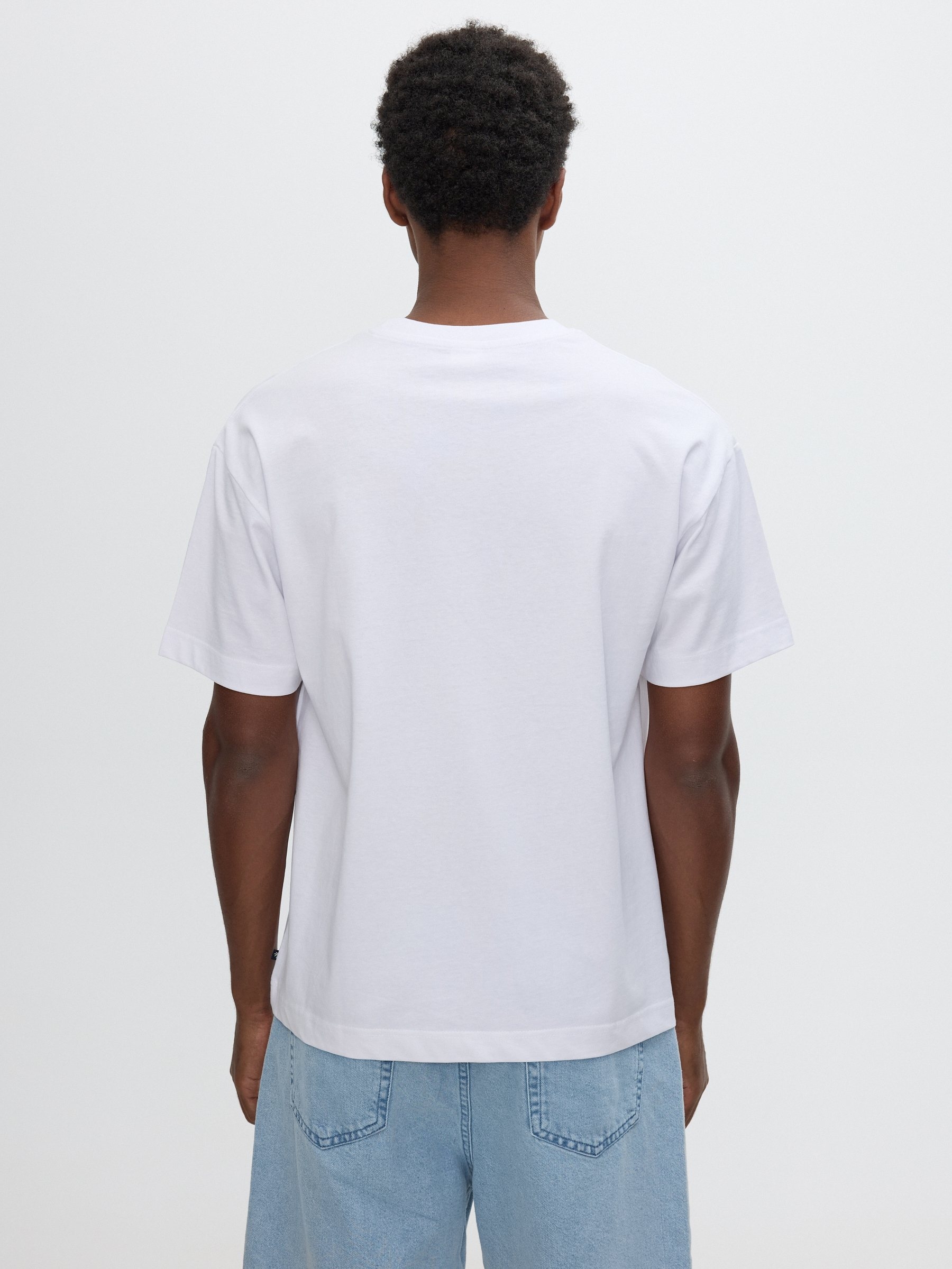 Camiseta estampado life is live blanco vista media frontal
