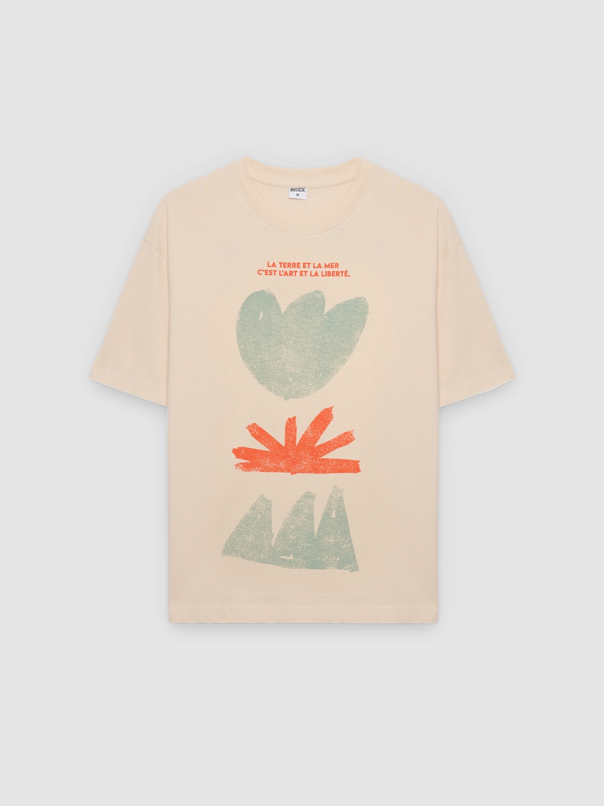 %Pto% Camiseta estampado abstrato crua vista frontal