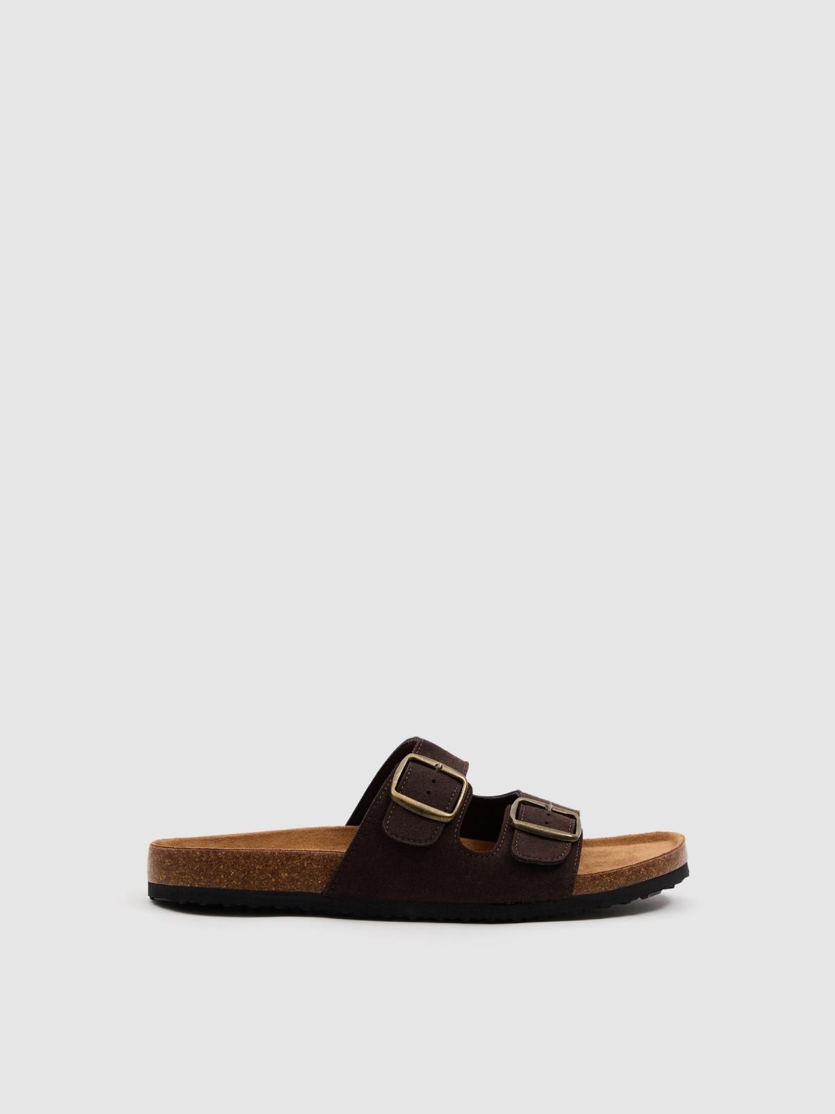 Open sandal buckles brown