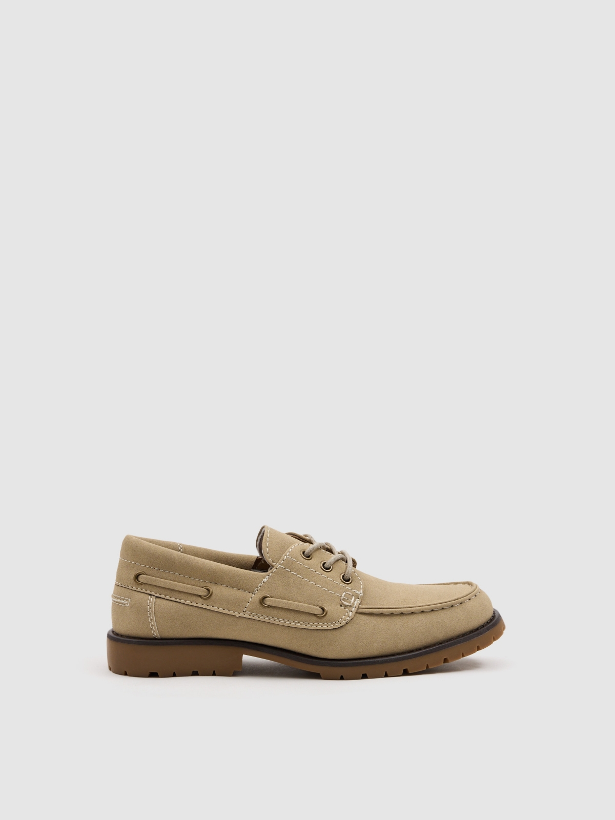 Nautical faux leather rubber sole beige