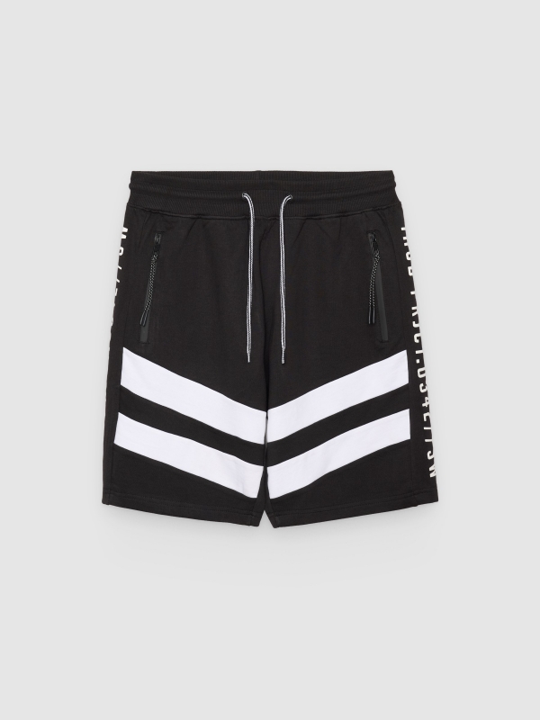  Bermuda jogger con bandas negro vista frontal