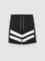 %Pto% Bermuda jogger with bands black front view