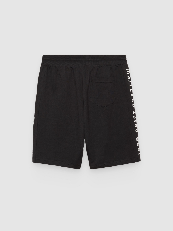 Calça de moletom Bermuda com faixas preto vista traseira